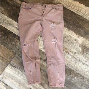 Distressed mauve jeggings